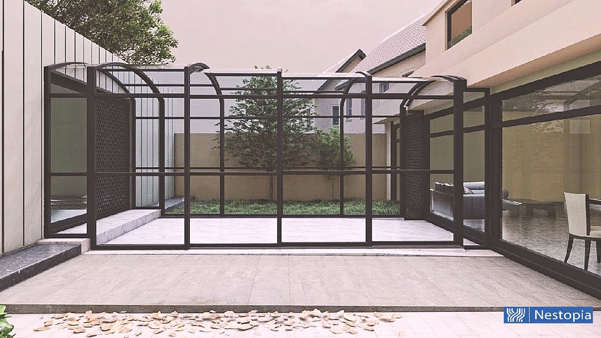 AI sunroom design with panels closed